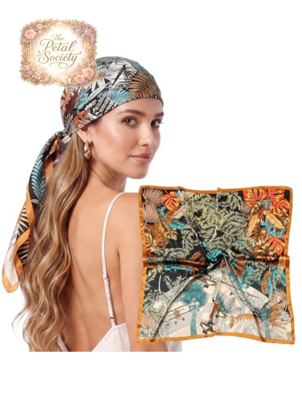 Satin Silk-Like Head Scarf Bandana Square 35 Inch Hair Wrap